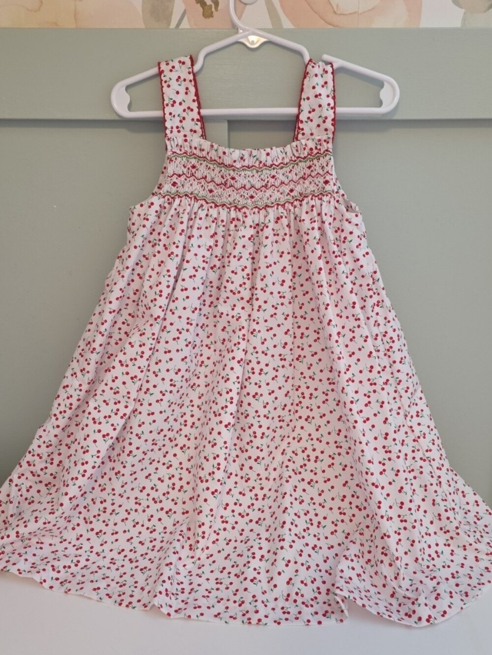 Petit Bebe 4t Smocked Sundress with Red Cherry Print